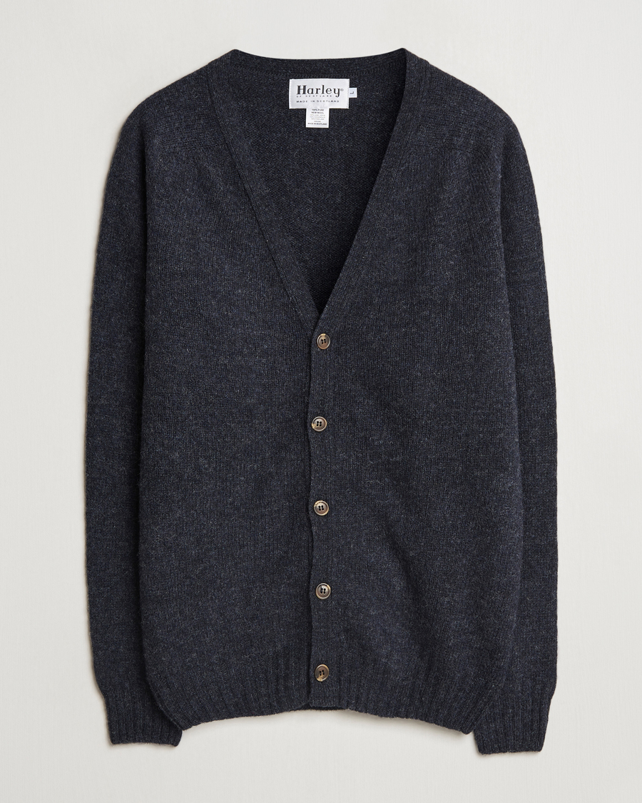 Homme | Pulls Et Tricots | Harley Of Scotland | Supersoft Lambswool Cardigan Charcoal
