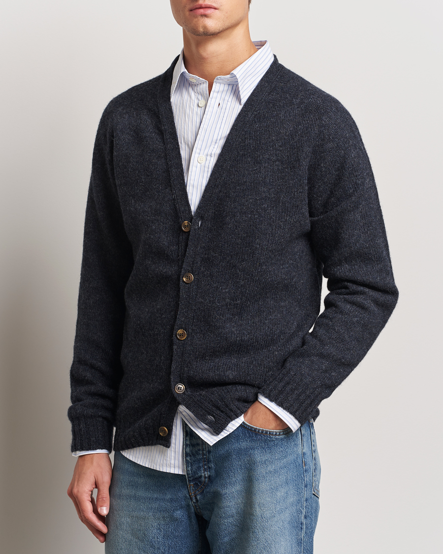 Homme | Pulls Et Tricots | Harley Of Scotland | Supersoft Lambswool Cardigan Charcoal
