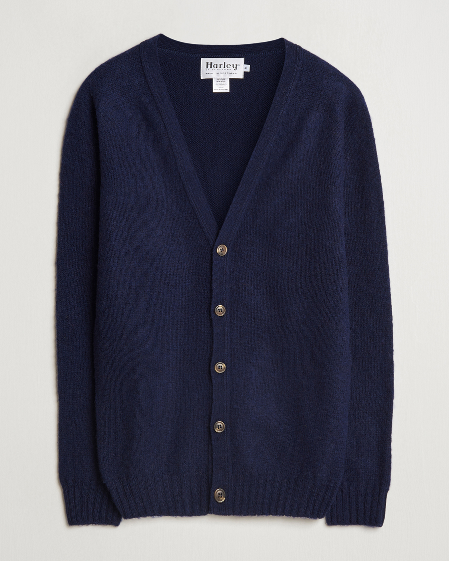 Homme | Pulls Et Tricots | Harley Of Scotland | Supersoft Lambswool Cardigan Navy
