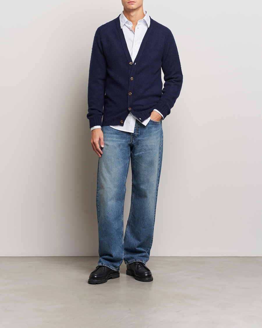 Homme | Pulls Et Tricots | Harley Of Scotland | Supersoft Lambswool Cardigan Navy