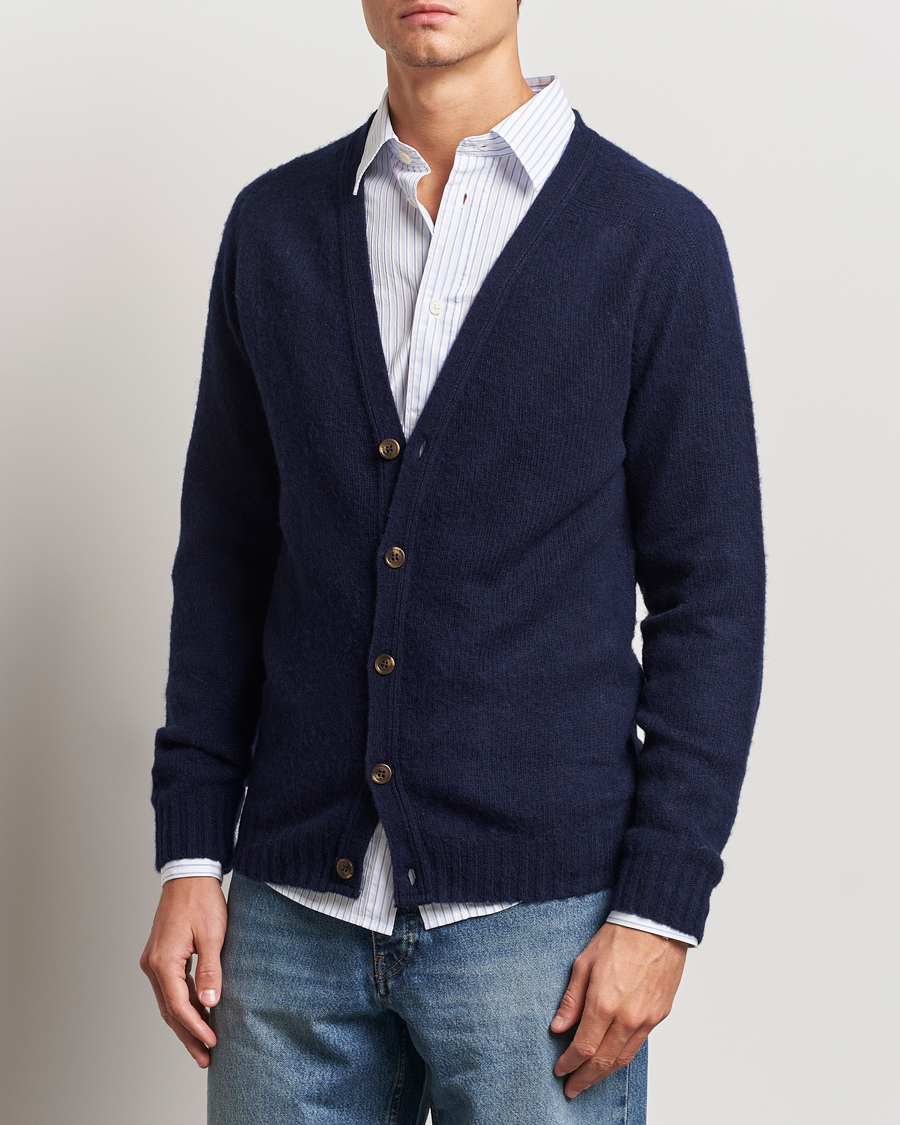 Homme | Pulls Et Tricots | Harley Of Scotland | Supersoft Lambswool Cardigan Navy
