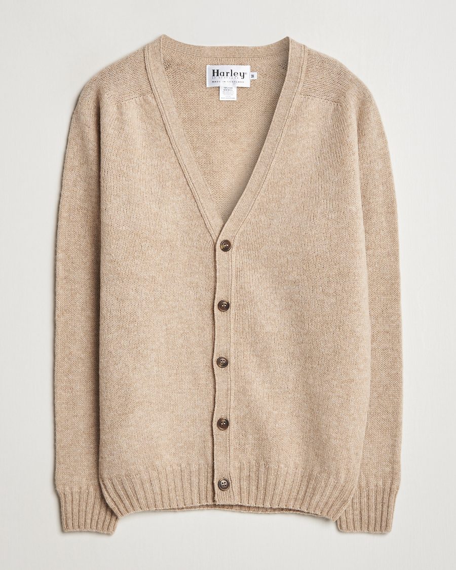 Homme | Pulls Et Tricots | Harley Of Scotland | Supersoft Lambswool Cardigan Oatmilk