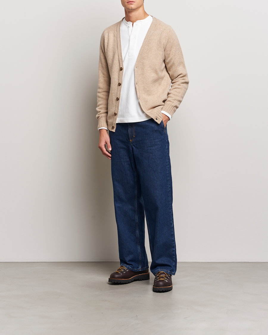 Homme | Pulls Et Tricots | Harley Of Scotland | Supersoft Lambswool Cardigan Oatmilk