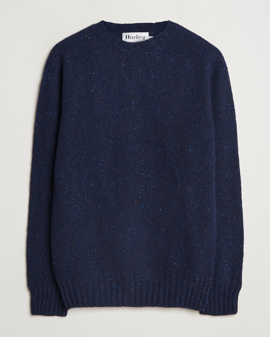 Homme | Pulls Et Tricots | Harley Of Scotland | Donegal Wool Crewneck Jura Blue