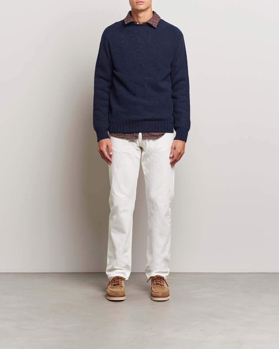 Homme | Pulls Et Tricots | Harley Of Scotland | Donegal Wool Crewneck Jura Blue