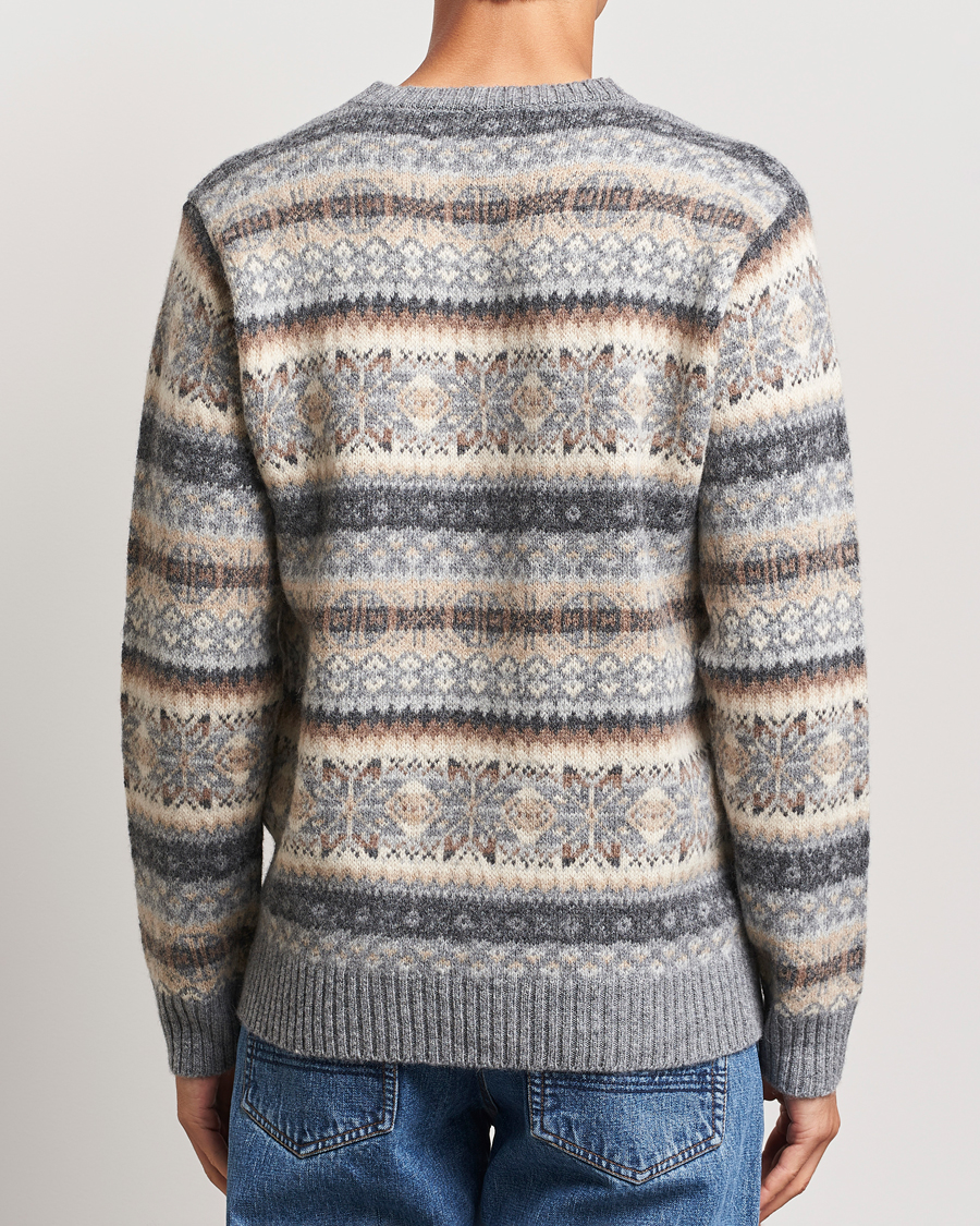 Homme | Pulls Et Tricots | Harley Of Scotland | Supersoft Lambswool Fairisle Crewneck Grey