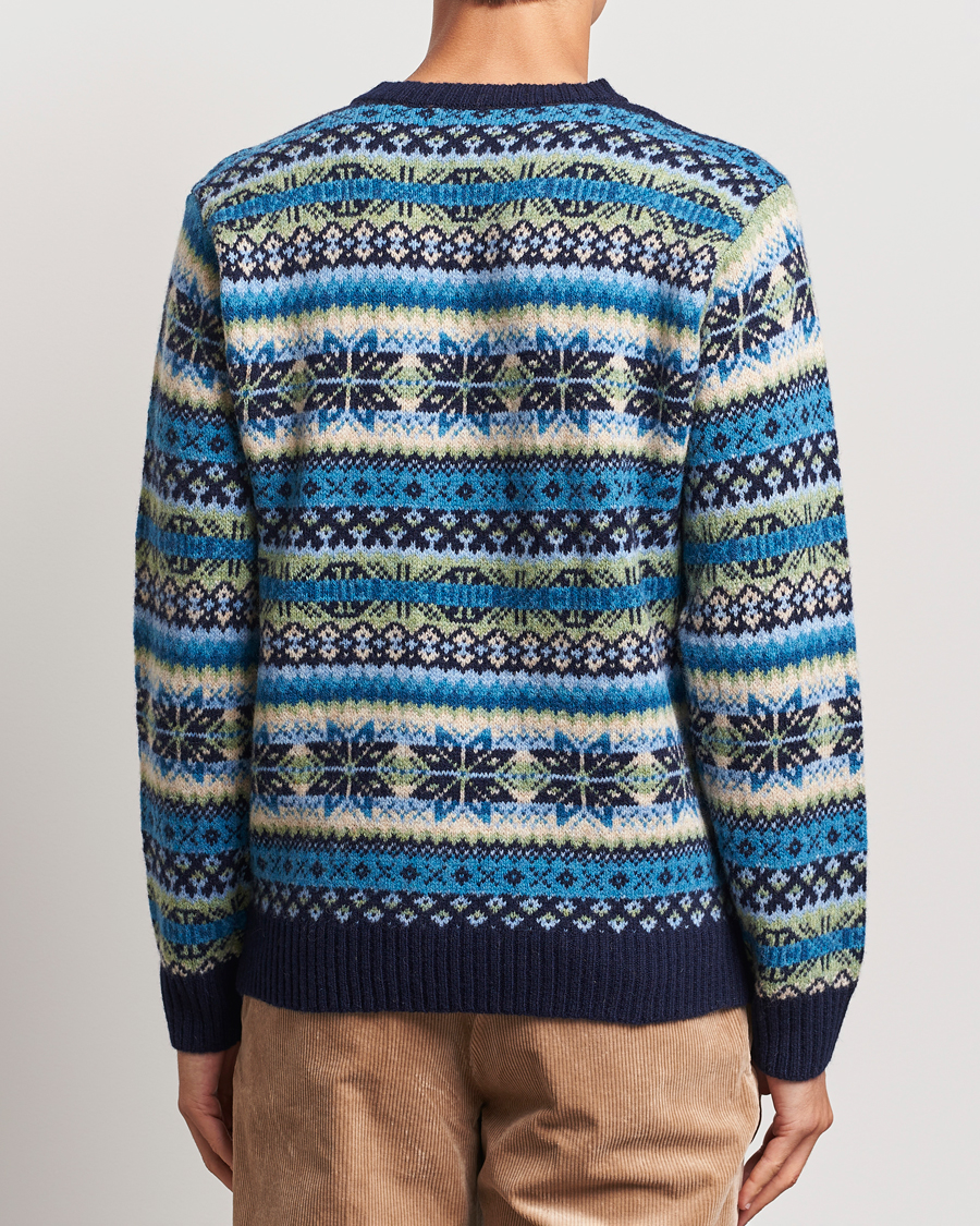 Homme | Pulls Et Tricots | Harley Of Scotland | Supersoft Lambswool Fairisle Crewneck Navy