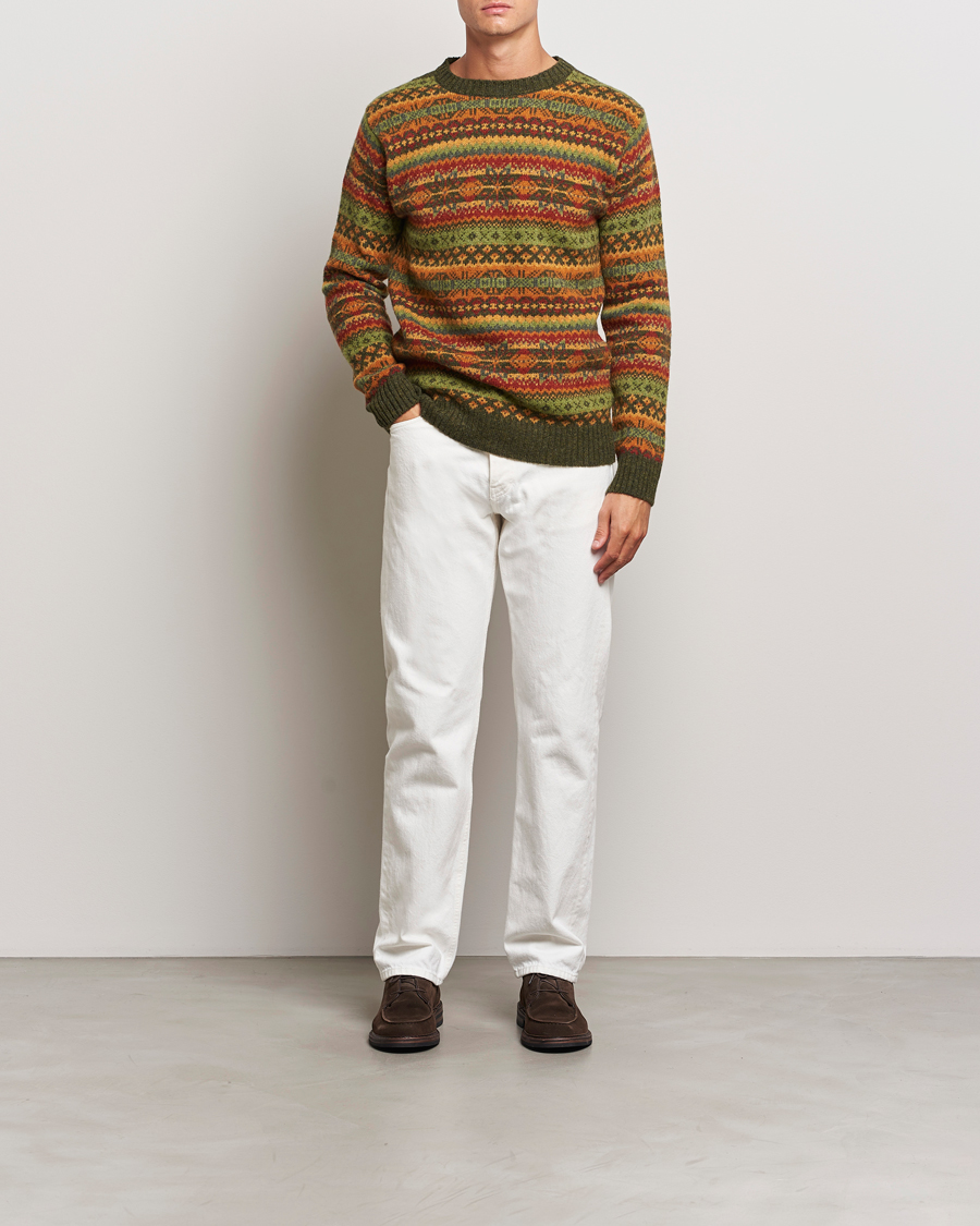 Homme | Pulls Et Tricots | Harley Of Scotland | Supersoft Lambswool Fairisle Crewneck Green