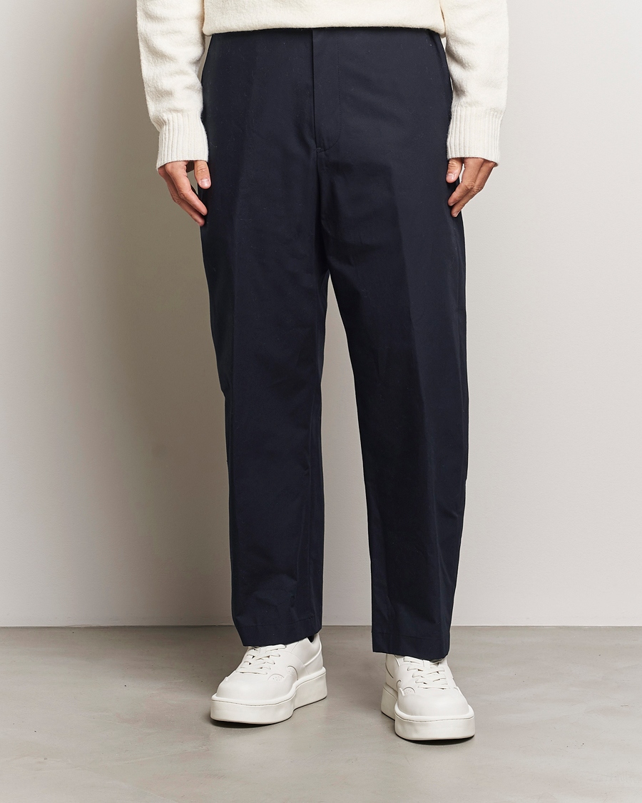 Homme | Pantalons | Jil Sander | Water Repellent Cotton Drawstring Pants Navy