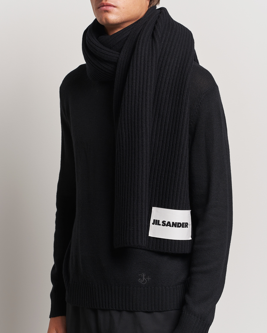 Homme | Jil Sander Merino Wool Rib Scarf Black | Jil Sander | Merino Wool Rib Scarf Black