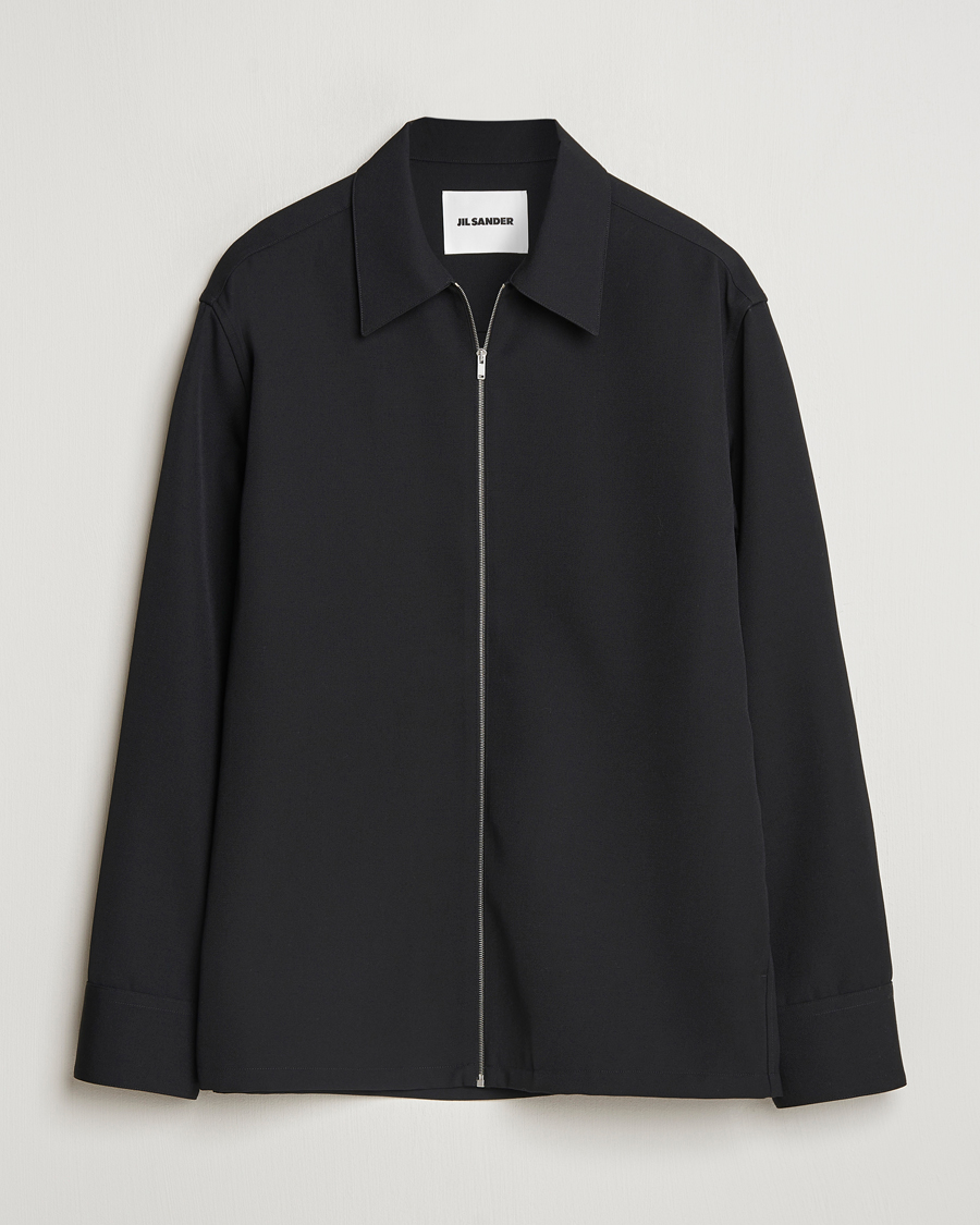 Homme | Chemises | Jil Sander | Wool Gabardine Zip Shirt Black