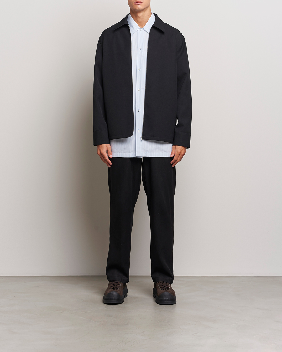 Homme | Chemises | Jil Sander | Wool Gabardine Zip Shirt Black