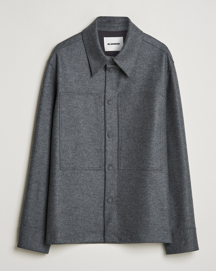 Homme | Chemises | Jil Sander | Wool Flannel Overshirt Grey Melange