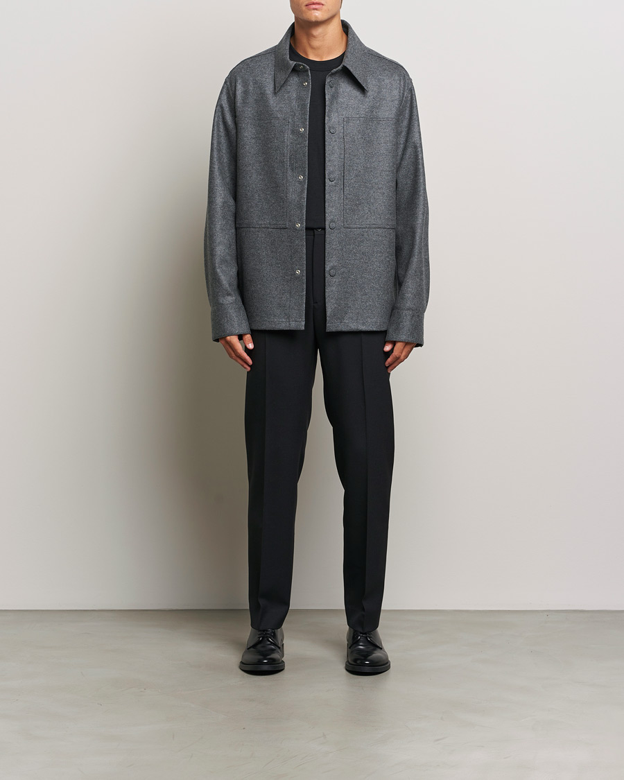 Homme | Chemises | Jil Sander | Wool Flannel Overshirt Grey Melange