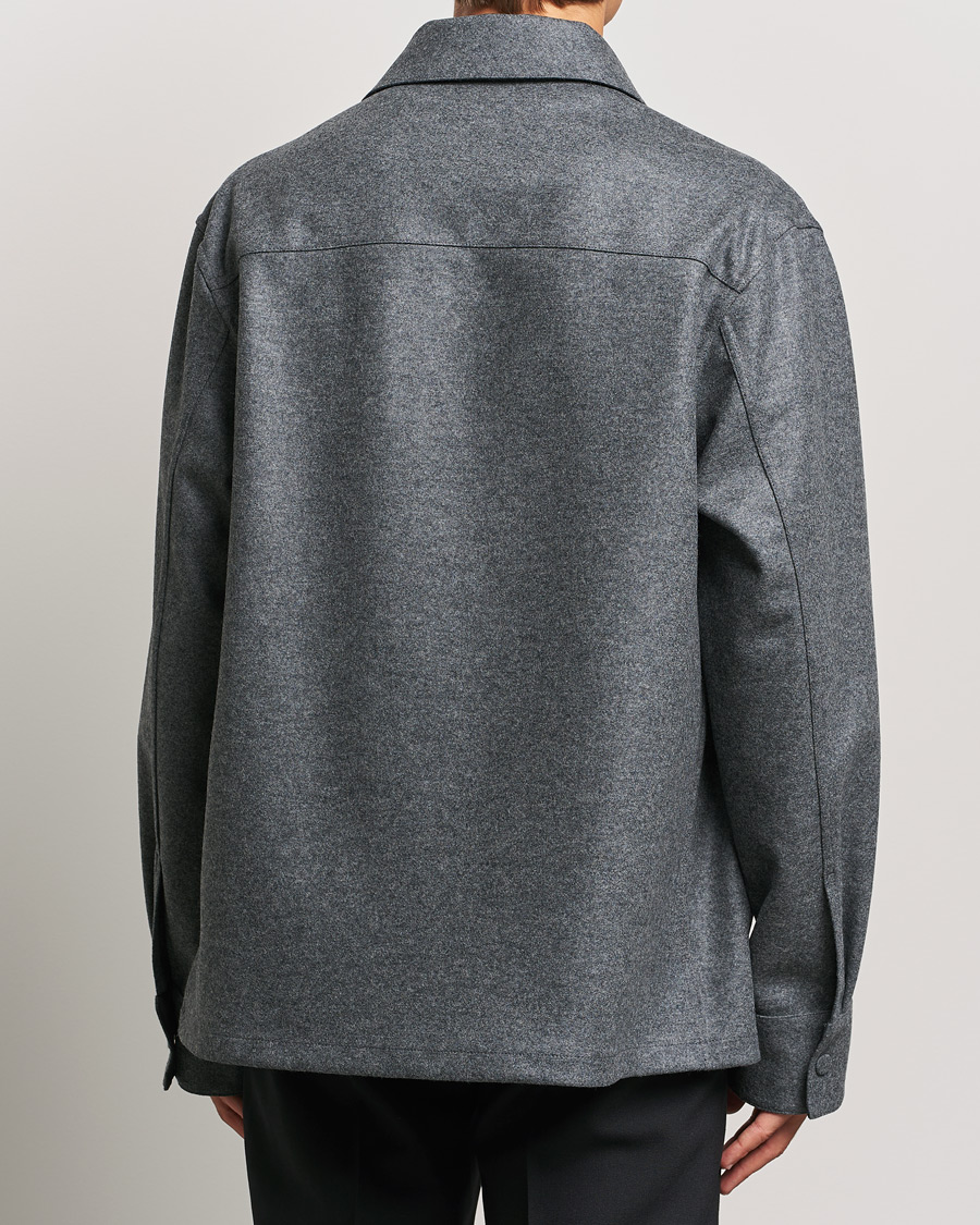 Homme | Chemises | Jil Sander | Wool Flannel Overshirt Grey Melange