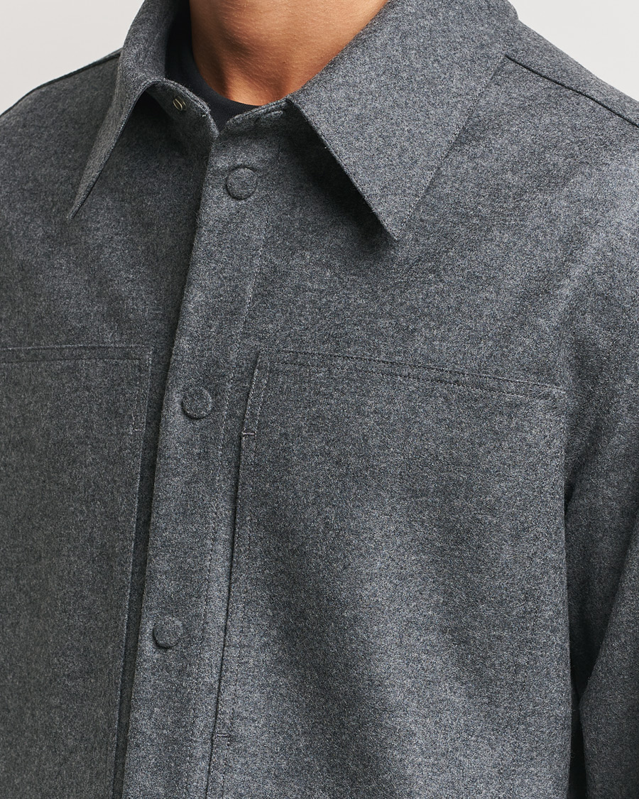 Homme | Chemises | Jil Sander | Wool Flannel Overshirt Grey Melange