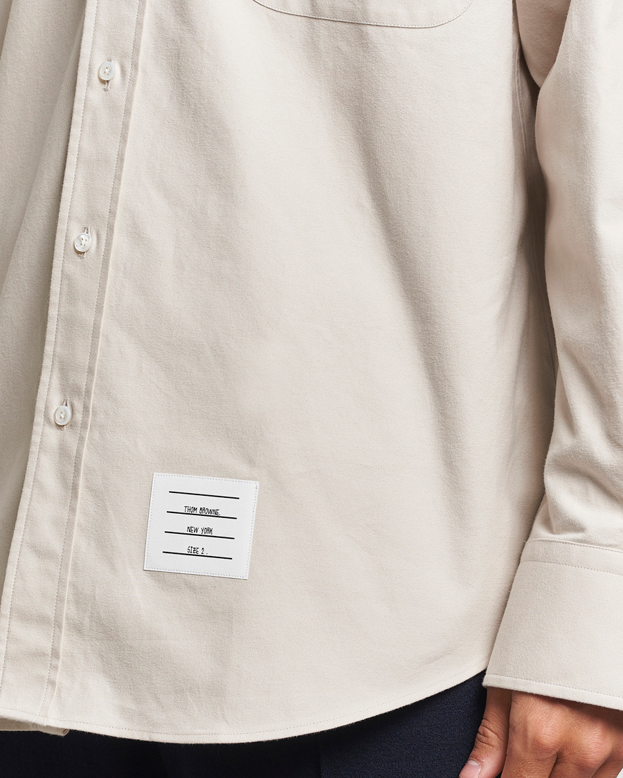 Homme | Chemises | Thom Browne | Knit Collar Flannel Overshirt Off White