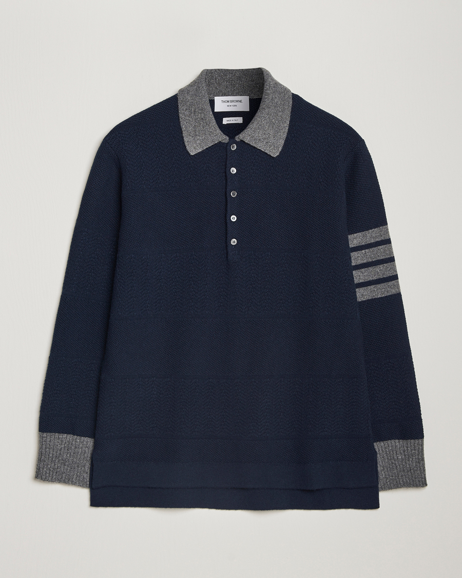 Homme | Pulls Et Tricots | Thom Browne | Textured Wool Rugby Navy