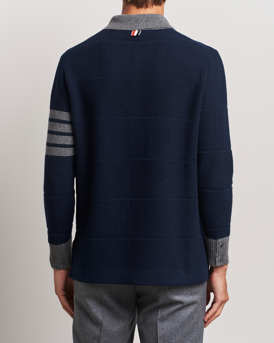 Homme | Pulls Et Tricots | Thom Browne | Textured Wool Rugby Navy