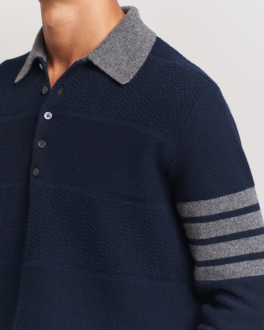 Homme | Pulls Et Tricots | Thom Browne | Textured Wool Rugby Navy