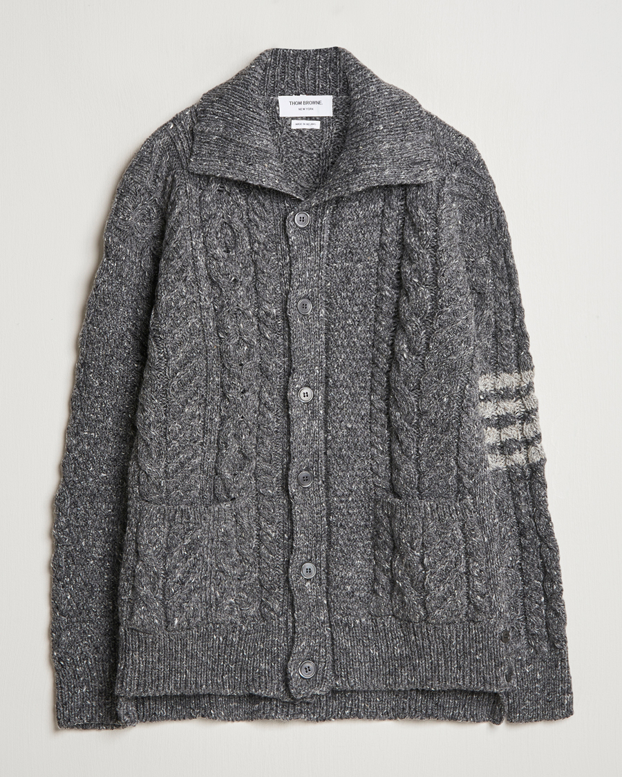Homme | Pulls Et Tricots | Thom Browne | Donegal Cable Cardigan Medium Grey