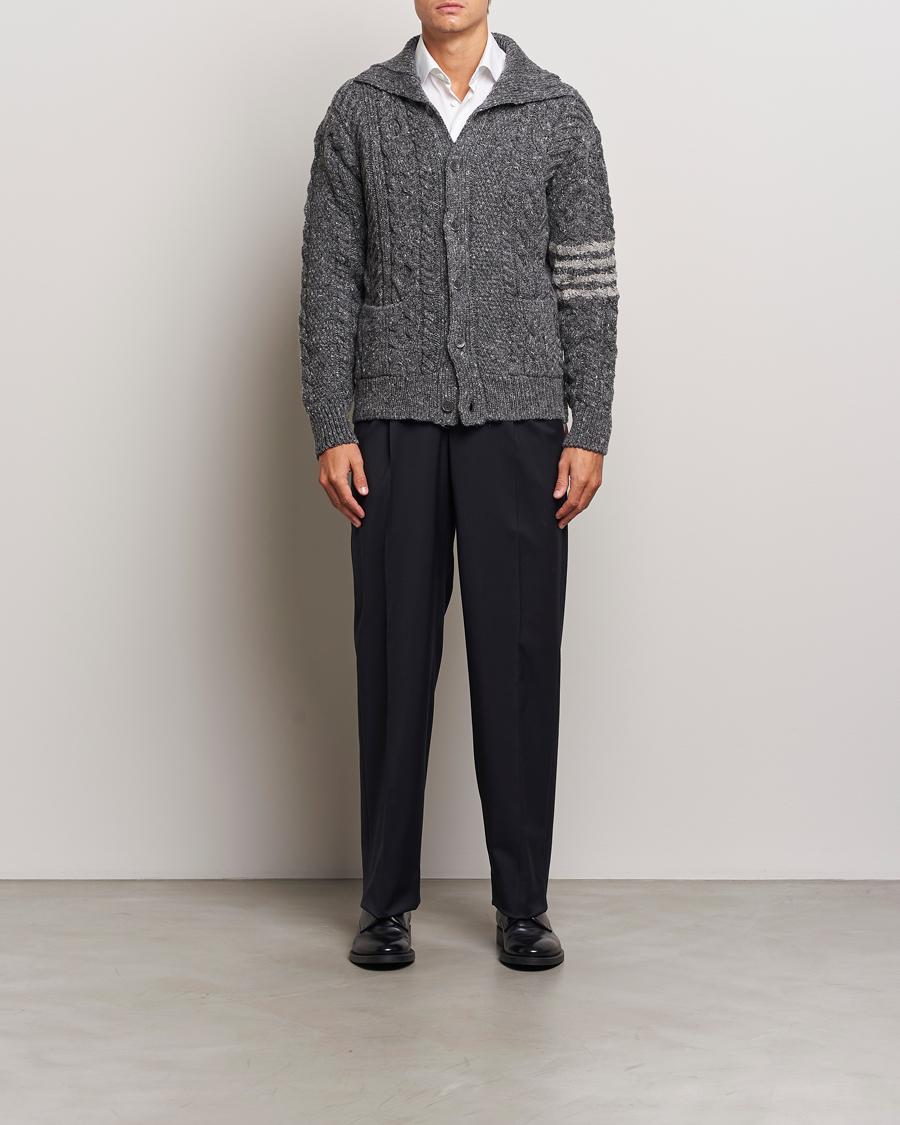 Homme | Pulls Et Tricots | Thom Browne | Donegal Cable Cardigan Medium Grey