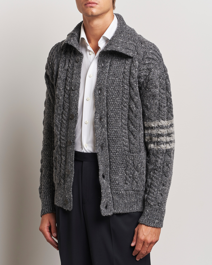 Homme | Pulls Et Tricots | Thom Browne | Donegal Cable Cardigan Medium Grey