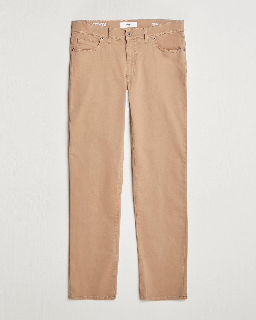 Homme | Pantalons | Brax | Cadiz Cotton Satin 5-Pocket Pants Beige
