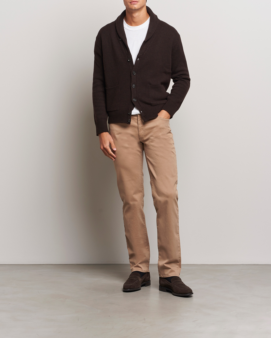 Homme | Pantalons | Brax | Cadiz Cotton Satin 5-Pocket Pants Beige