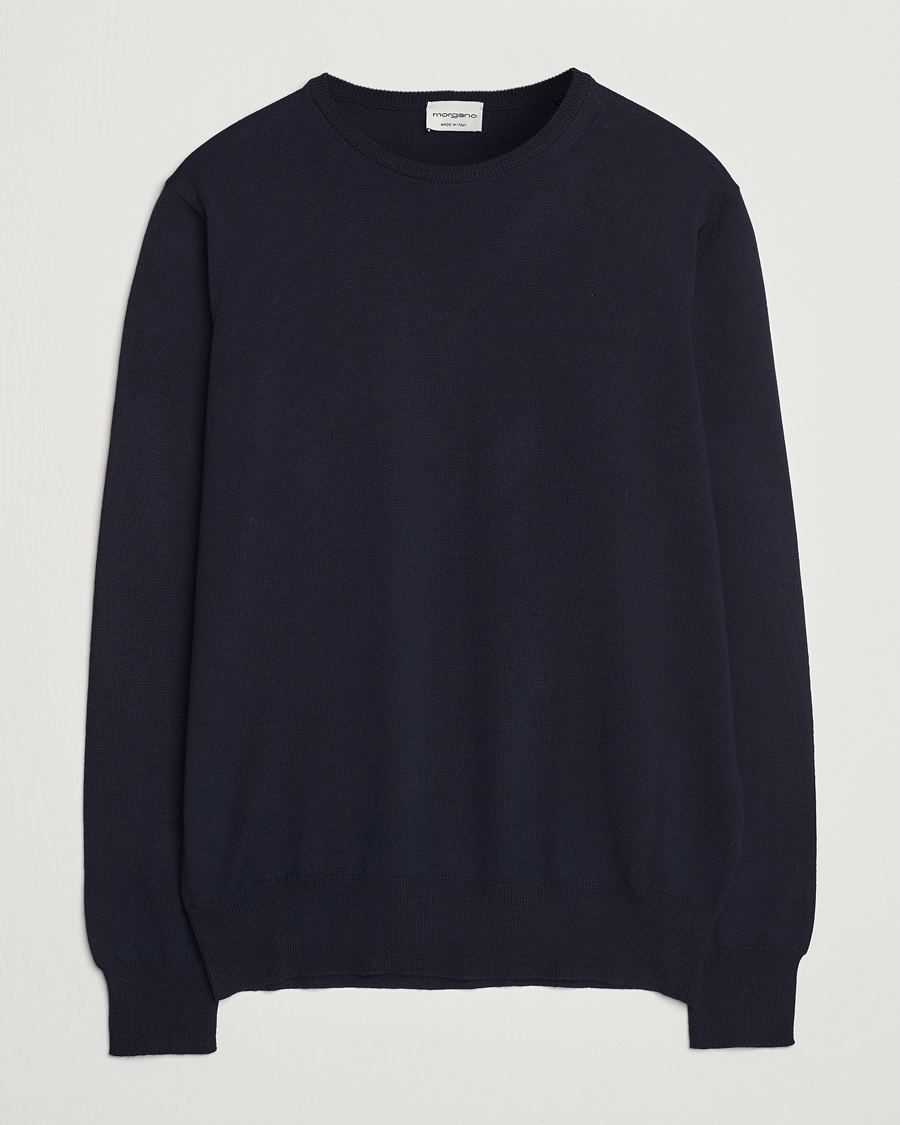 Homme | Pulls Et Tricots | Morgano | Extra Fine Merino Wool Crewneck Navy