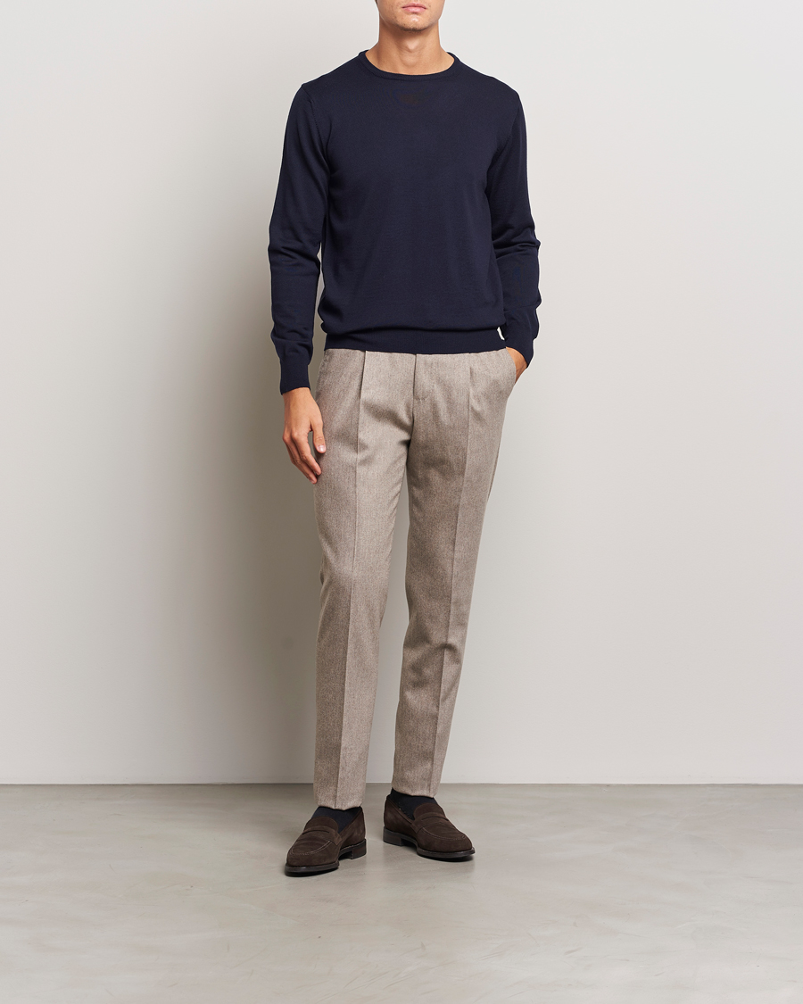 Homme | Pulls Et Tricots | Morgano | Extra Fine Merino Wool Crewneck Navy