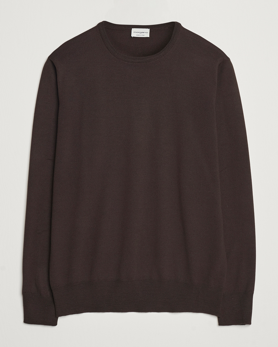 Homme | Pulls Et Tricots | Morgano | Extra Fine Merino Wool Crewneck Dark Brown