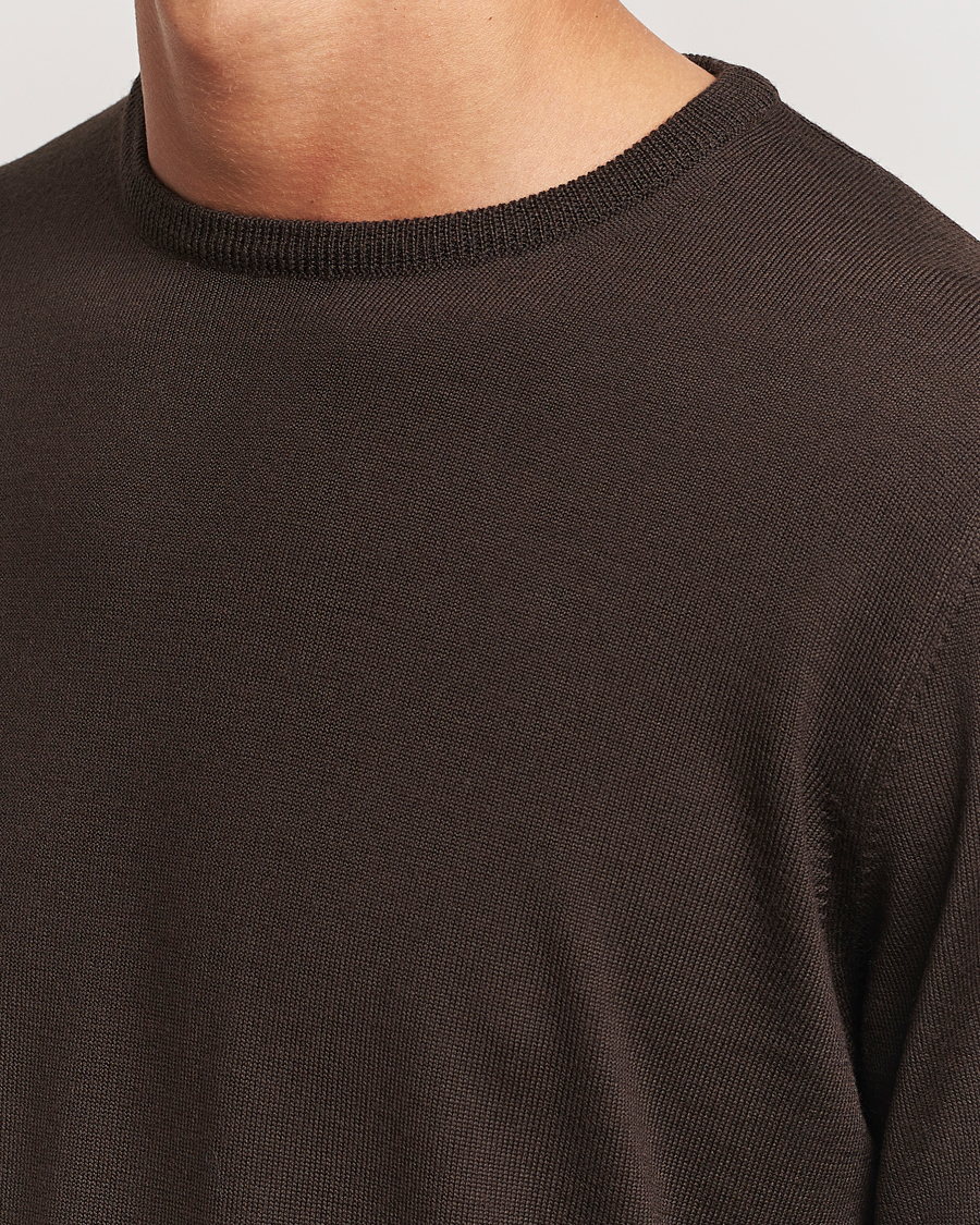 Homme | Pulls Et Tricots | Morgano | Extra Fine Merino Wool Crewneck Dark Brown