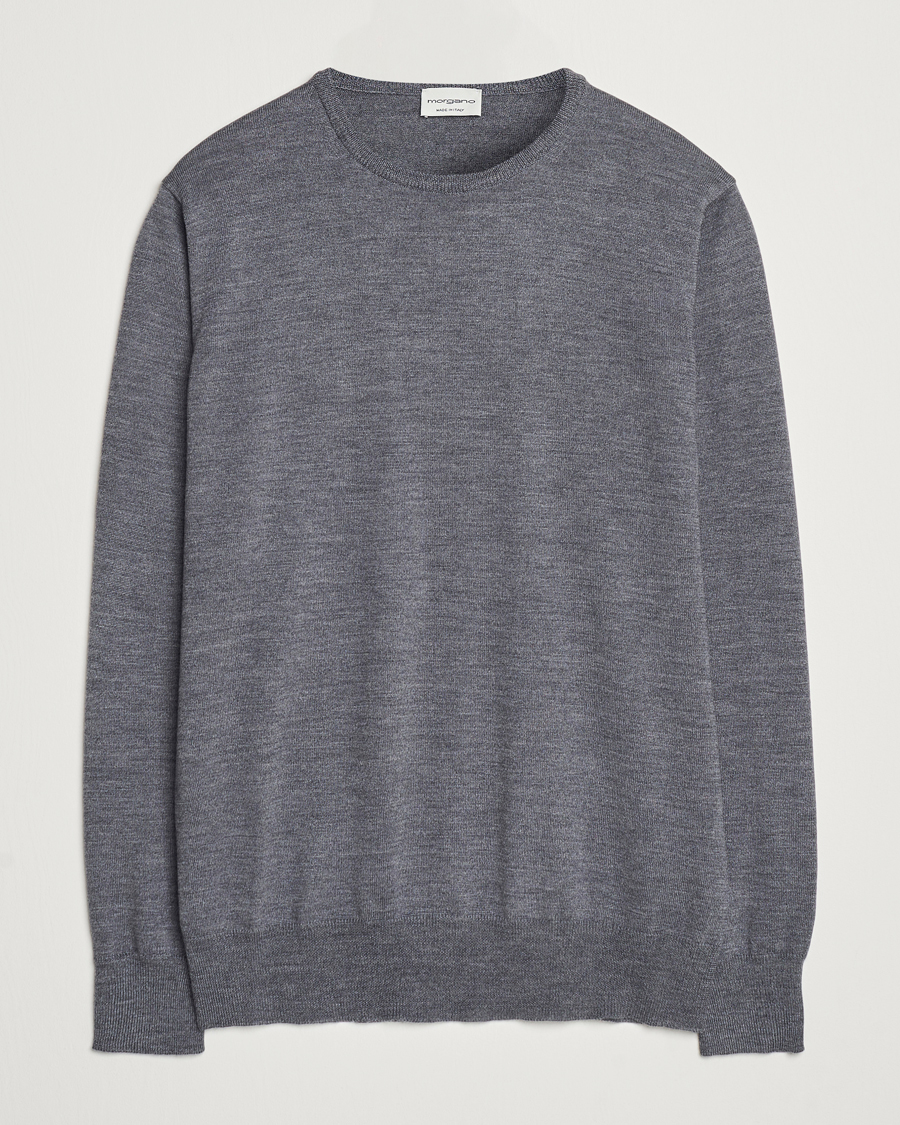 Homme | Pulls Et Tricots | Morgano | Extra Fine Merino Wool Crewneck Mid Grey