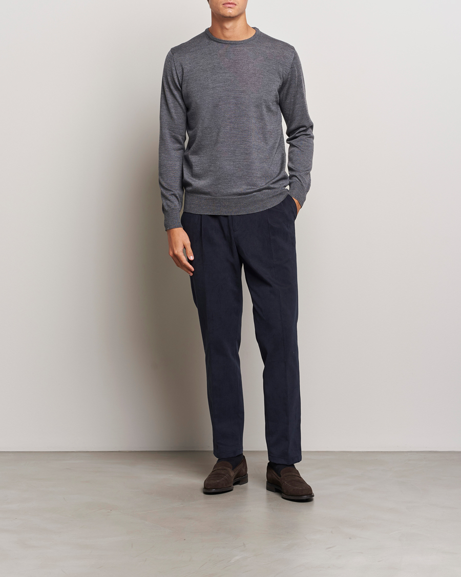 Homme | Pulls Et Tricots | Morgano | Extra Fine Merino Wool Crewneck Mid Grey
