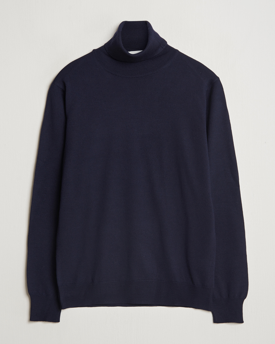 Homme | Pulls Et Tricots | Morgano | Extra Fine Merino Wool Rollneck Navy
