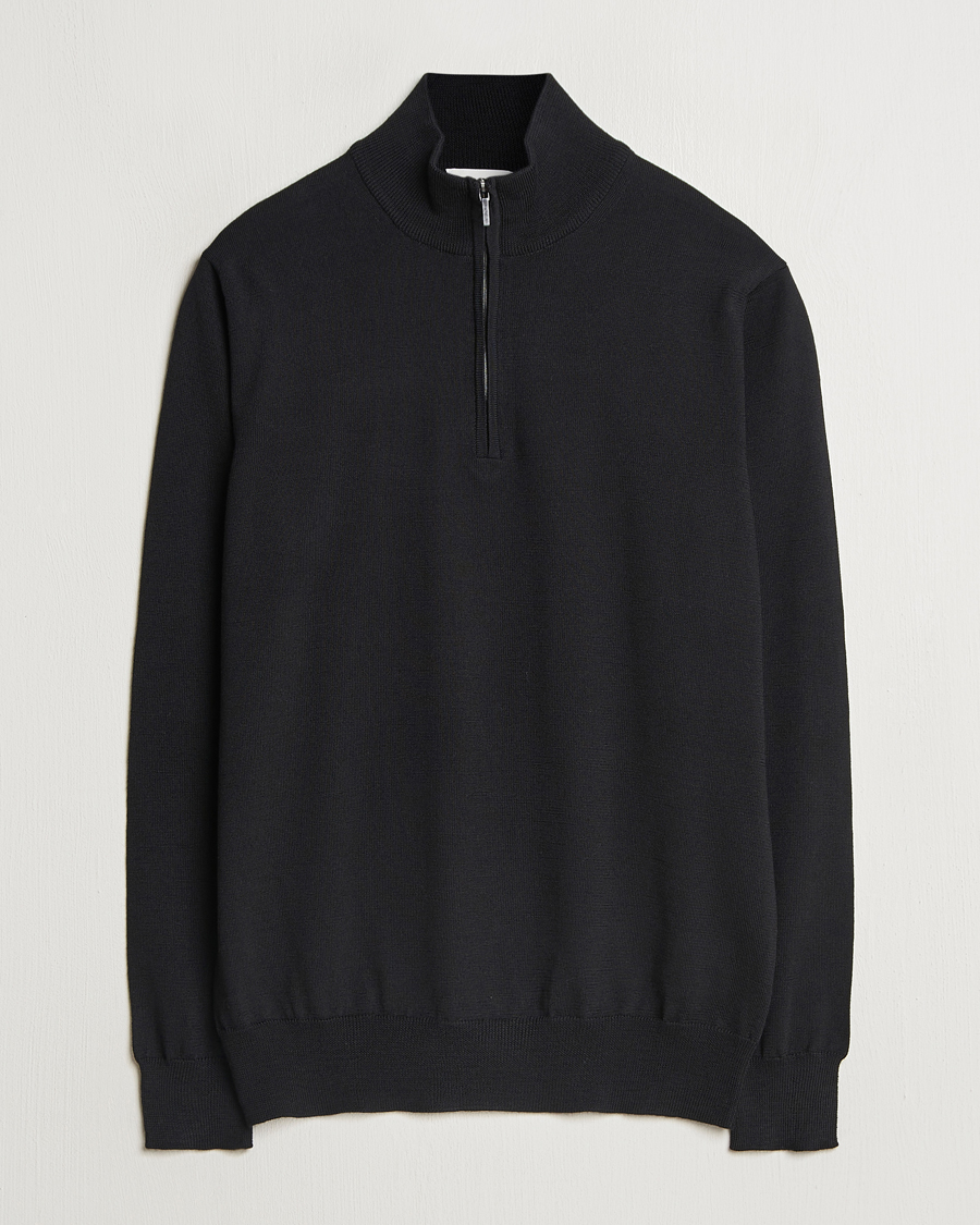 Homme | Pulls Et Tricots | Morgano | Extra Fine Merino Wool Half-Zip Black