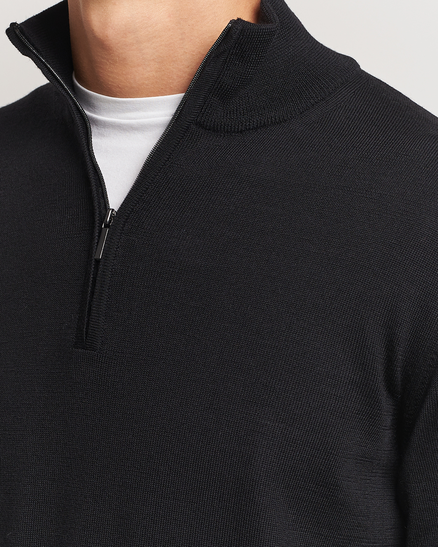 Homme | Pulls Et Tricots | Morgano | Extra Fine Merino Wool Half-Zip Black