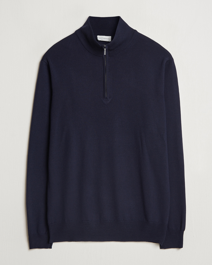 Homme | Pulls Et Tricots | Morgano | Extra Fine Merino Wool Half-Zip Navy