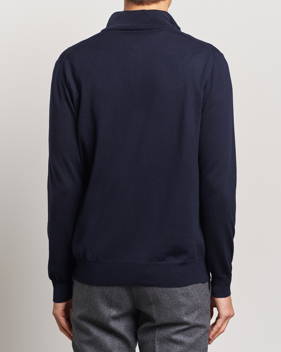 Homme | Pulls Et Tricots | Morgano | Extra Fine Merino Wool Half-Zip Navy