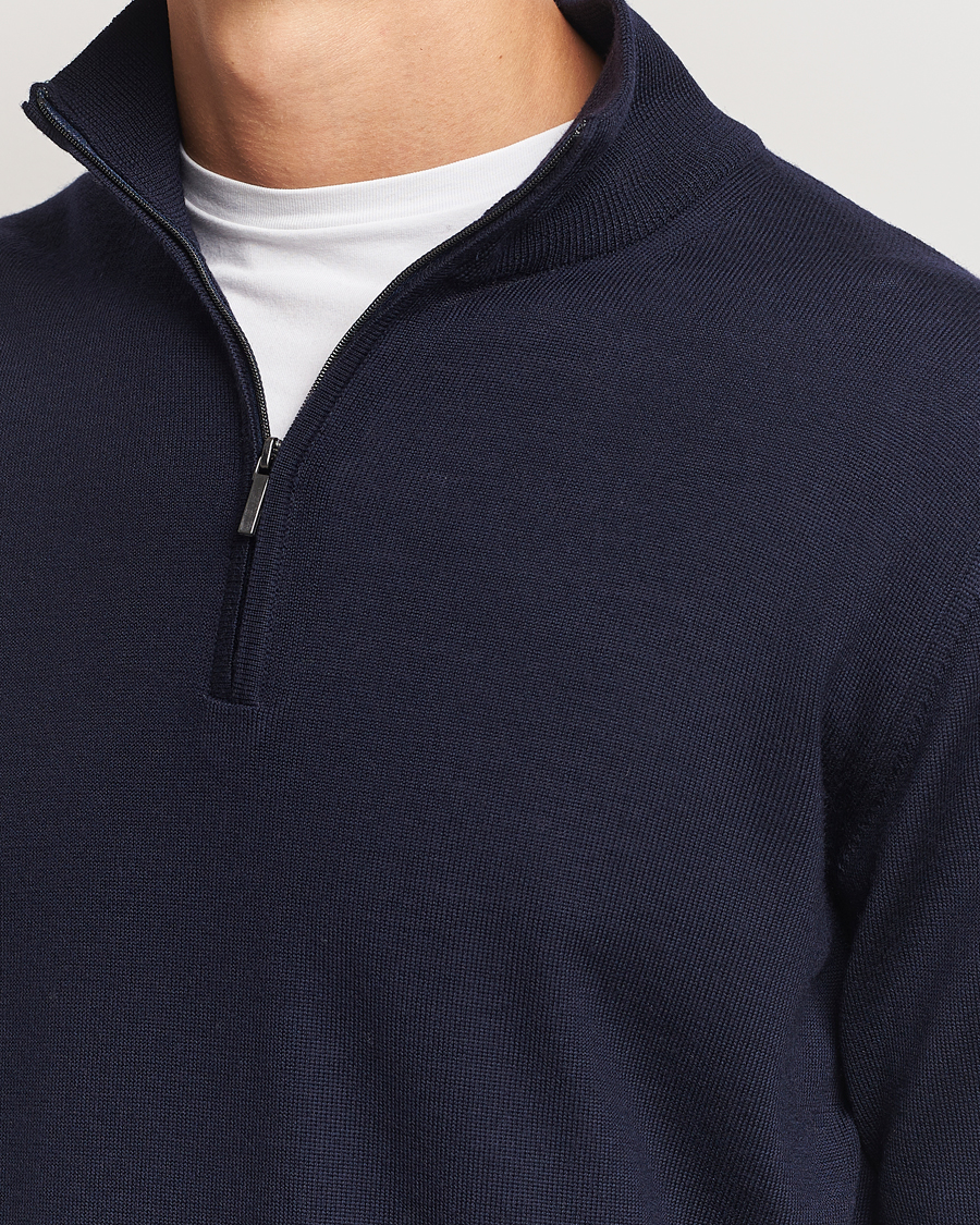 Homme | Pulls Et Tricots | Morgano | Extra Fine Merino Wool Half-Zip Navy