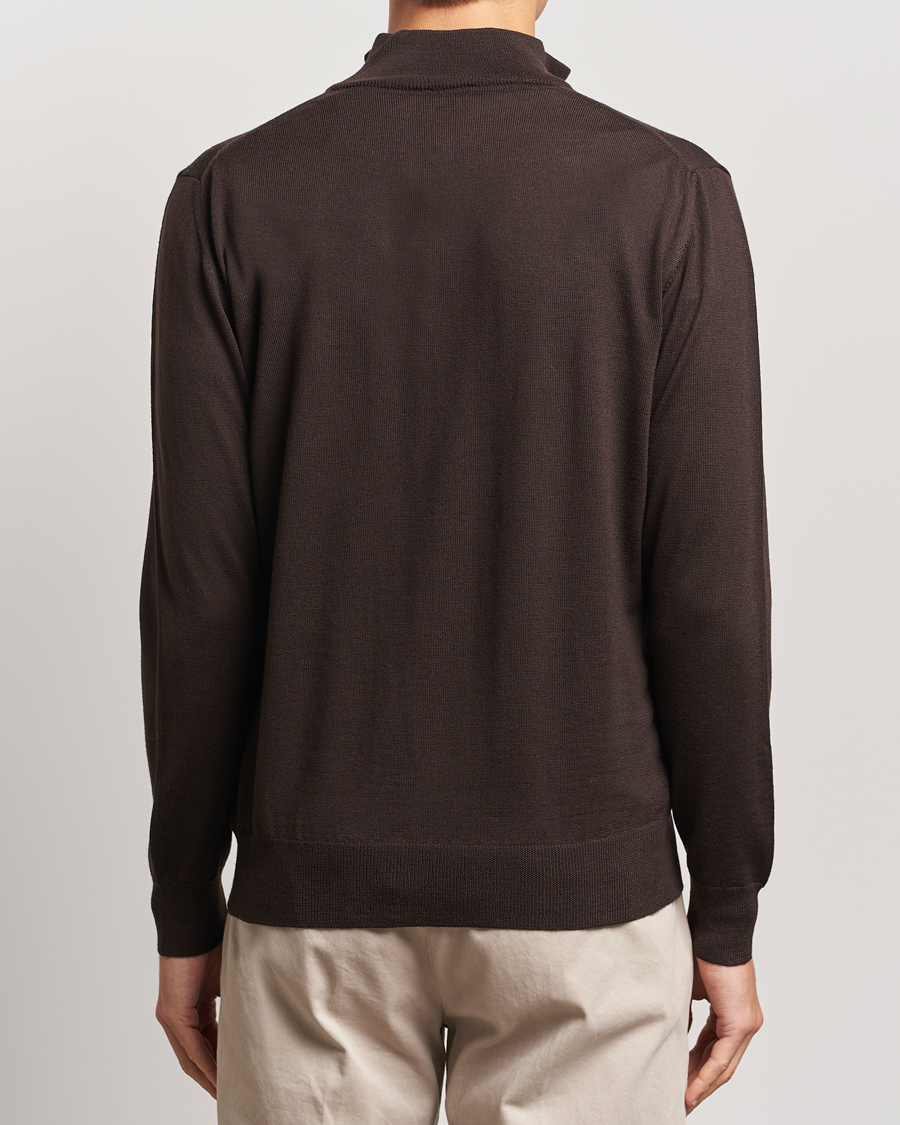 Homme | Pulls Et Tricots | Morgano | Extra Fine Merino Wool Half-Zip Dark Brown