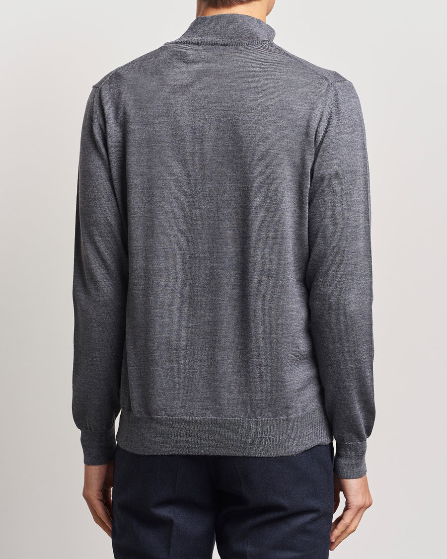 Homme | Pulls Et Tricots | Morgano | Extra Fine Merino Wool Half-Zip Mid Grey