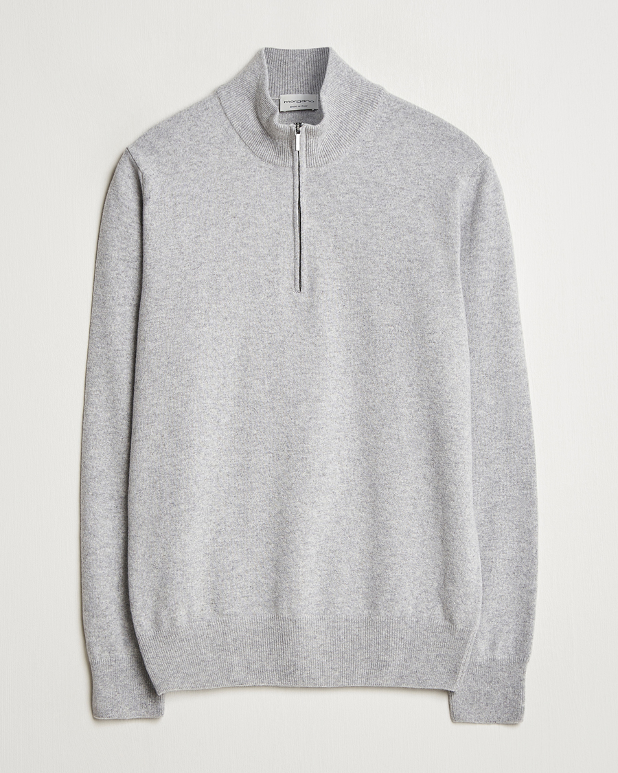 Homme | Pulls Et Tricots | Morgano | Wool/Cashmere Half-Zip Mid Grey