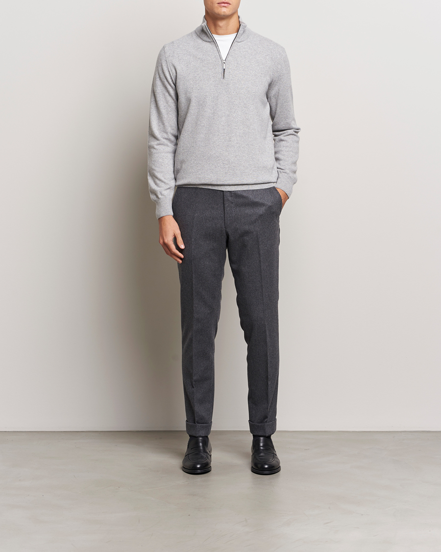 Homme | Pulls Et Tricots | Morgano | Wool/Cashmere Half-Zip Mid Grey