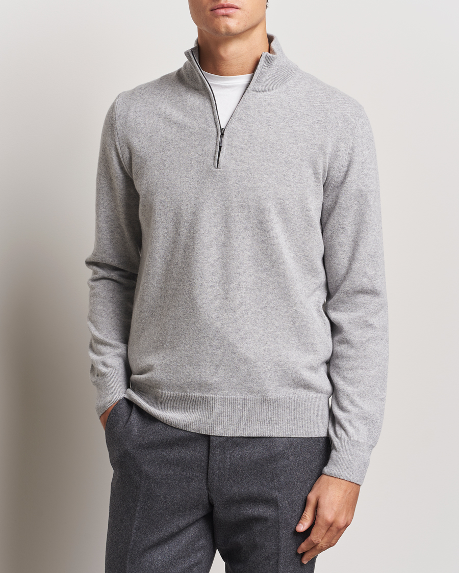 Homme | Pulls Et Tricots | Morgano | Wool/Cashmere Half-Zip Mid Grey