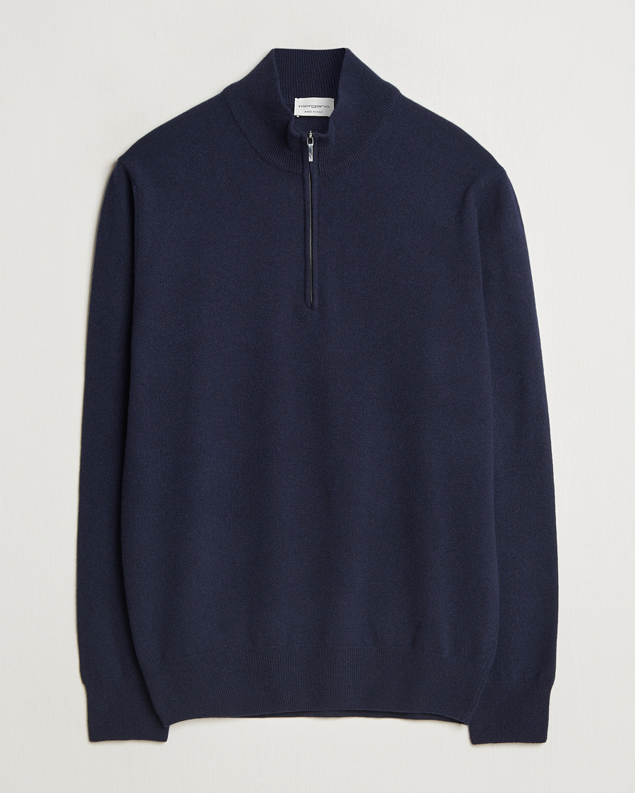 Homme | Pulls Et Tricots | Morgano | Wool/Cashmere Half-Zip Navy