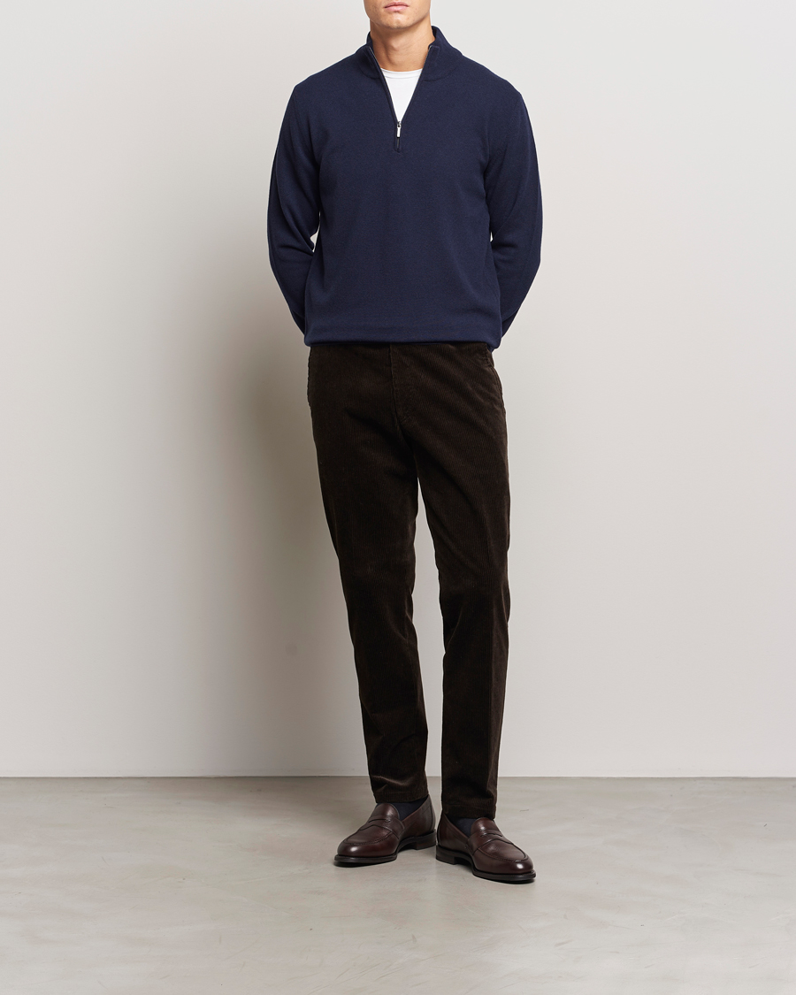 Homme | Pulls Et Tricots | Morgano | Wool/Cashmere Half-Zip Navy