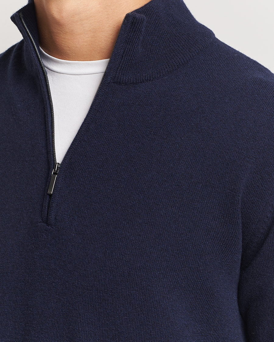 Homme | Pulls Et Tricots | Morgano | Wool/Cashmere Half-Zip Navy
