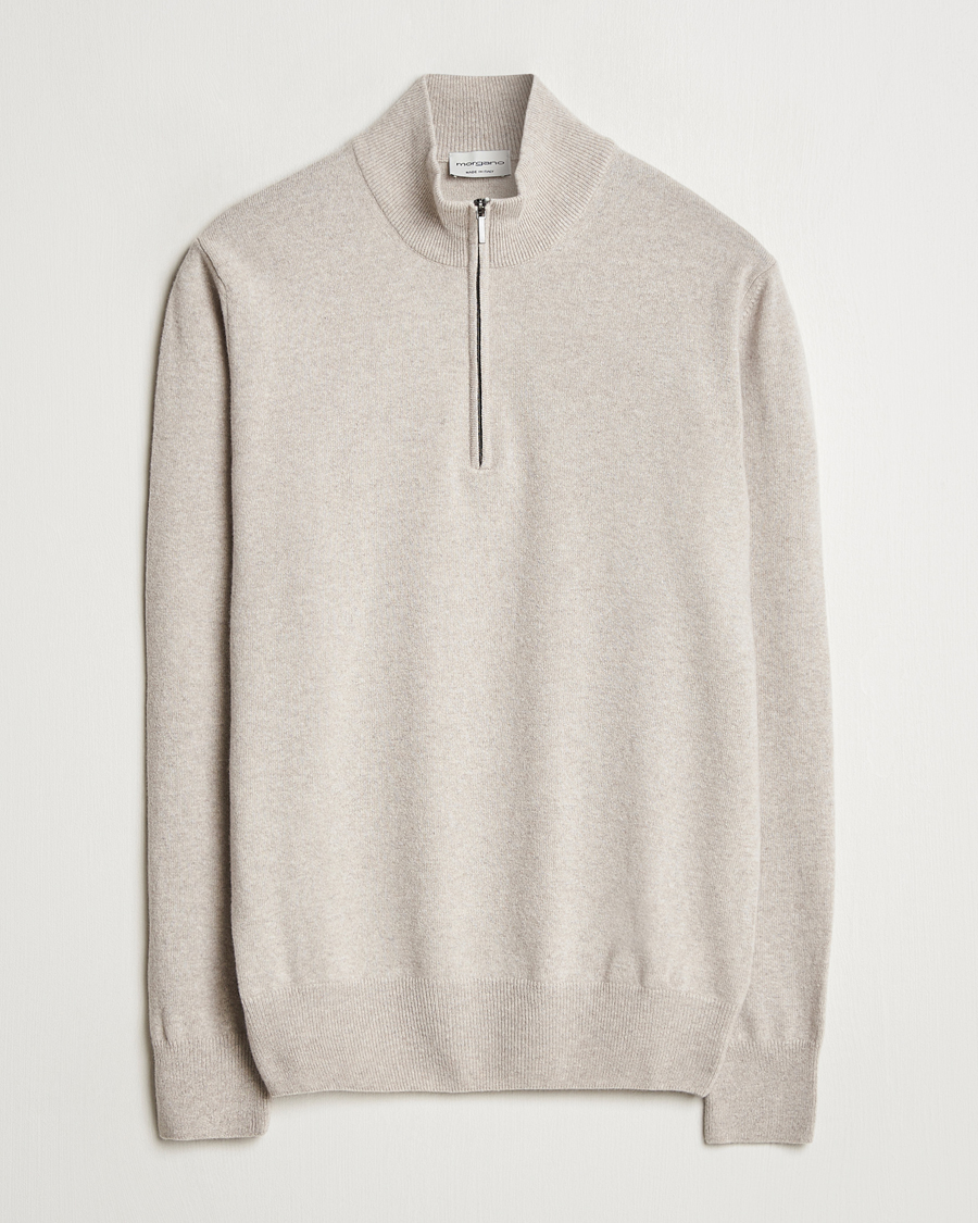 Homme | Pulls Et Tricots | Morgano | Wool/Cashmere Half-Zip Beige